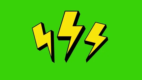 3D Thunder Bolt Animation with Vibrating Electric Shock Effect on green scr.. Stock Footage 309686030