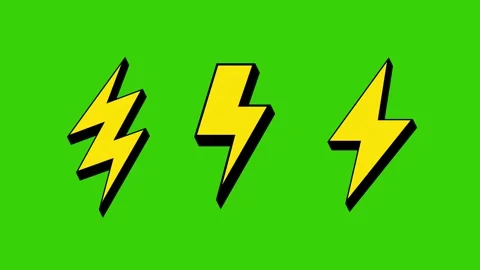 3D Thunder Bolt Animation with Vibrating Electric Shock Effect on green scr.. Stock Footage 309686170