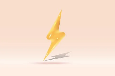 3d thunder bolt flash lightning symbol Isolated on light orange background... Stock Illustration