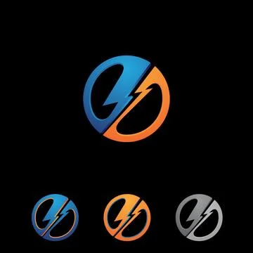 3D Thunder inside round with variation color for your best company symbol Stock Illustration