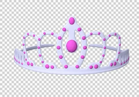 3d tiara, royal accessory crown with pink stones and pearls Stock Illustration