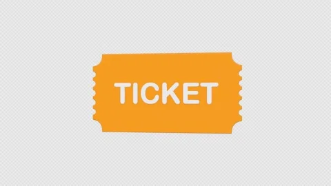 3D Ticket Rotating on a Transparent Background. Seamless Loop. Golden Ticket. 4K Stock Footage 302061227