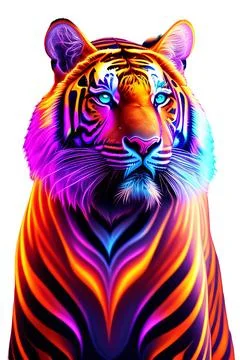 3D Tiger looking in white background. 3d illustration Stock Illustration