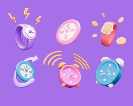 3D time. Clock icon. Fast delivery. Render timepiece. Deadline date. Arrow for Illustrazione stock