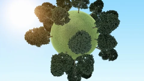 3D Tiny Earth Globe With Trees And Grass Rotating Stock Footage 98959222