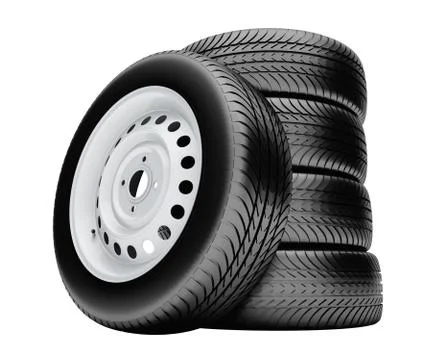 3d tires isolated on white background with no shadow Stock Photos