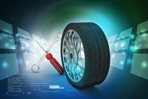 3d tires replacement concept Stock Illustration