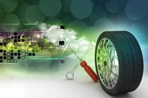 3d tires replacement concept Stock Illustration