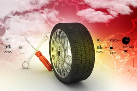 3d tires replacement concept Stock Illustration