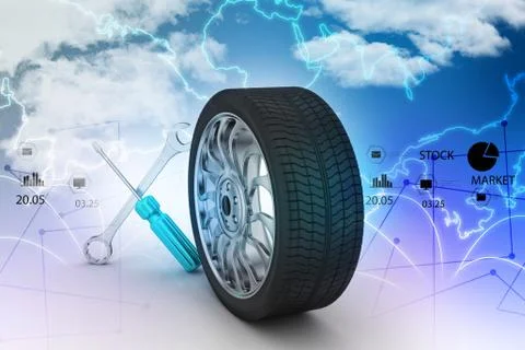 3d tires replacement concept Stock Illustration