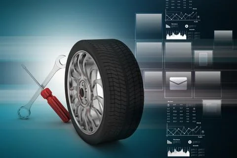 3d tires replacement concept Stock Illustration