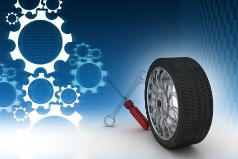 3d tires replacement concept Stock Illustration
