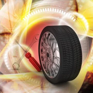 3d tires replacement concept Stock Illustration