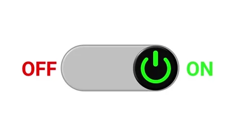 A 3D toggle switch slides between off and on positions with red and green color Stock Footage 332855841