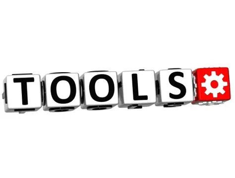 3d tools button click here block text イラスト素材