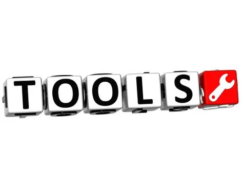3d tools button click here block text イラスト素材