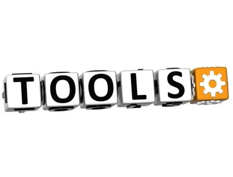 3d tools button click here block text イラスト素材