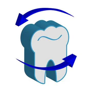 3D tooth with arrows  on white background. Stock Illustration