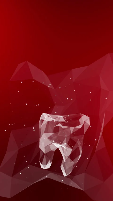 3D tooth icon in low poly style. Abstract dental animation of lines and triangle Stock Footage 274436438