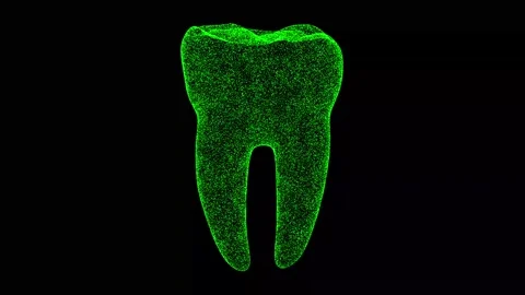3D tooth rotates on black bg Stock Footage 243520931