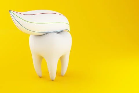 3D tooth with toothpaste. Stock Illustration
