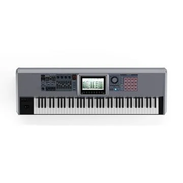 3D top view of a Digital Polyphonic Desktop Synthesizer isolated on a white back Stock Illustration