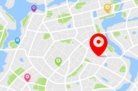 3D top view of a map with destination location point 005 스톡 일러스트