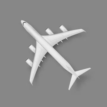 3D Top View Wite Plane With Shadow Stock Illustration