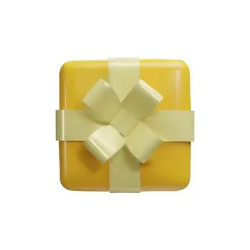 3D top view yellow realistic gift box Stock Illustration