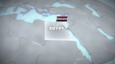3D Topographical Map Of Egypt With Flag Horizontal Geography Animation Stock Footage 339802074