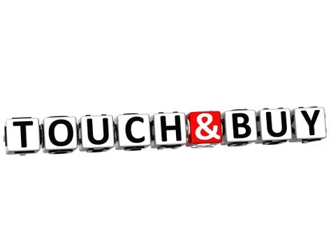 3d touch and buy button click here block text Stock Illustration