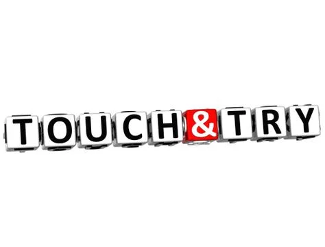 3d touch and try button click here block text イラスト素材