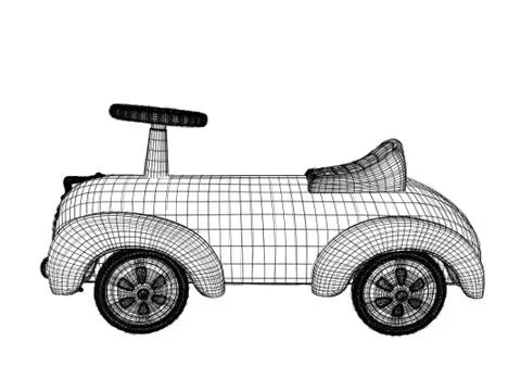 3d toy car wireframe Illustrazione stock