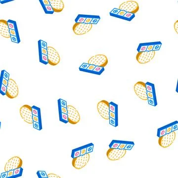 3d tracking isometric icon seamless pattern flat 스톡 일러스트
