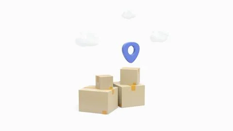 3D Tracking parcel in cardboard box. Order delivery confirmation. 库存插图