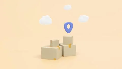 3D Tracking parcel in cardboard box. Order delivery confirmation. 库存插图