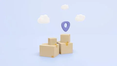 3D Tracking parcel in cardboard box. Order delivery confirmation. Stock Illustration