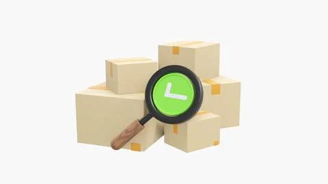 3D Tracking parcel in cardboard box. Order delivery confirmation. 库存插图