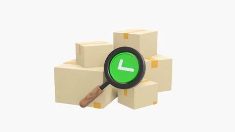 3D Tracking parcel in cardboard box. Order delivery confirmation. Illustration