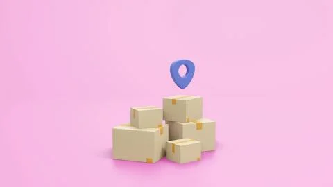 3D Tracking parcel in cardboard box. Order delivery confirmation. Illustration