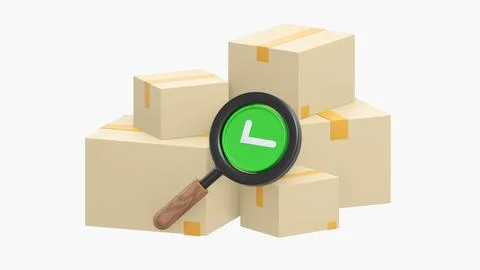 3D Tracking parcel in cardboard box. Order delivery confirmation. Stock Illustration