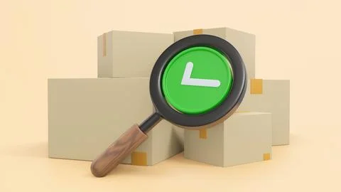 3D Tracking parcel in cardboard box. Order delivery confirmation. Stock Illustration
