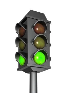 3d traffic light with a burning green signal Stock Illustration