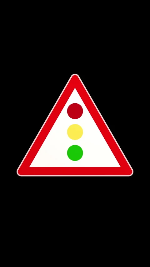 3d Traffic Light Warning Sign Seamless Loop. Triangular Road Sign Rotating 360. Video stock 330592930