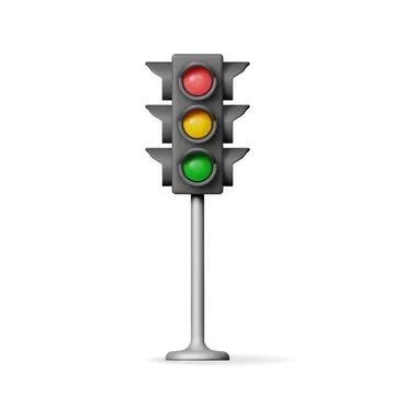 3D Traffic Lights with Three Colors Isolated Stockillustratie