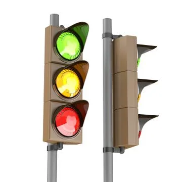 3D traffic stoplight isolated on the white background Stock Illustration