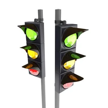 3D traffic stoplight isolated on the white background Stock Illustration