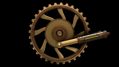 3D Train wheel piston animation. 2 in 1 videos, front and side. Alpha Matte Video stock 91640874