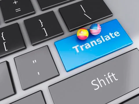 3d translation button on computer keyboard. translating concept. Stock Illustration