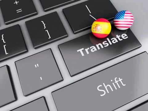 3d translation button on computer keyboard. translating concept. Stock Illustration